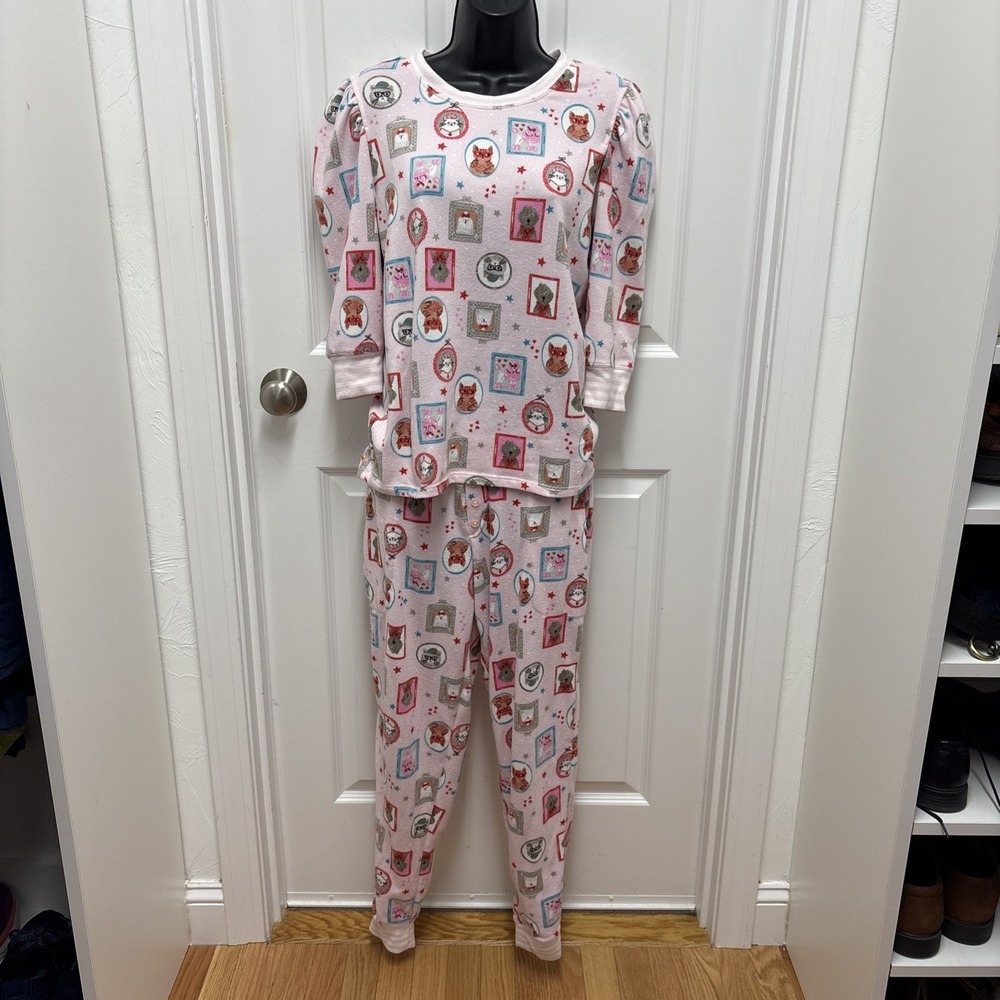 Cuddle Duds 2 Piece‎ Whimsical Pets Pink 3/4 Sleeve Pink & White  - Size Small